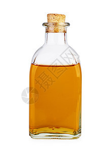 白色背景上的苹果醋玻璃瓶 孤立于白底图片