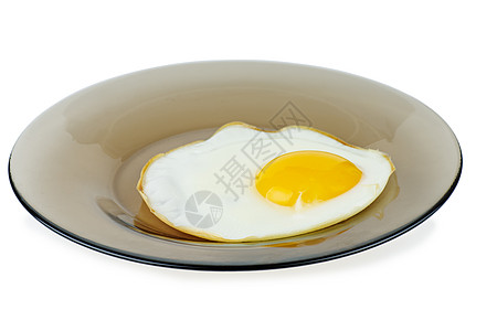 白底被隔绝的玻璃盘上的炒鸡蛋背景图片