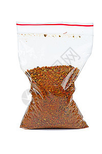 塑料袋和混合调味料 用于烧烤 孤立在白色上小豆蔻磨床植物胡椒子袋装香菜蔬菜香气草药胡椒图片