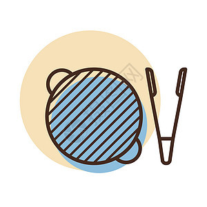 带钳子矢量 ico 的烧烤架标识厨具美食炙烤厨房插图餐厅用具金属食物图片