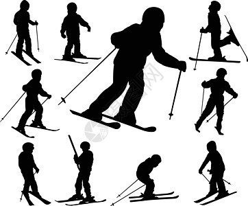 儿童滑雪剪影图片