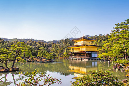 是京都最有名的寺庙之一 日本 金宫寺殿美丽建筑的金馆图片