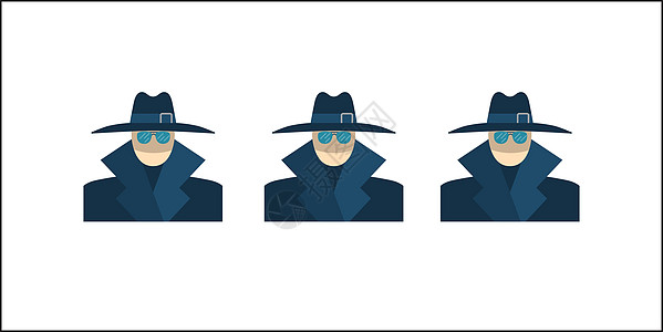 匿名矢量 Ico侦探监视数字金融警察套装帽子男人绘画保镖图片