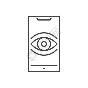 监控智能手机相关矢量细线图标大哥控制药片网络电脑插图技术安全眼睛手表图片