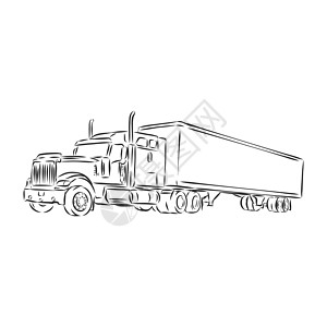 简单线条的卡车符号草图 卡车矢量速写它制作图案送货柴油机服务货运车辆船运商业速度交通发动机图片