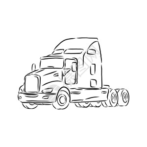 简单线条的卡车符号草图 卡车矢量速写它制作图案运输商业机器车辆插图柴油机船运发动机车轮货物图片
