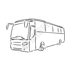现代巴士符号概述了矢量图标 它制作图案巴士矢量素描学校车辆旅行汽车教练民众旅游假期城市卡通片图片