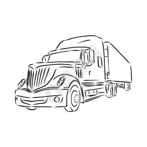 简单线条的卡车符号草图 卡车矢量速写它制作图案速度运输车轮货车送货货物墨水货运服务贮存图片