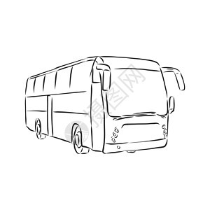 现代巴士符号概述了矢量图标 它制作图案巴士矢量素描旅游旅行汽车游客路线草图服务涂鸦观光城市图片