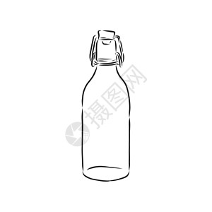 瓶 孤立在白色背景上的素描风格矢量图 玻璃瓶 容器 矢量素描图艺术涂鸦团体卡通片饮料餐厅精神液体插图标签图片