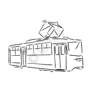 一套老式电车 复古运输 旧时光 矢量手绘草图 它制作图案电车矢量速写车站旅行速度乘客标识机车交通黑色火车铁路图片