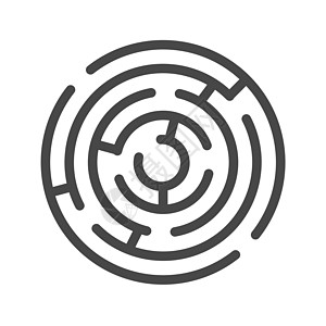 迷宫细线矢量 Ico挑战出口解决方案商业战略圆圈标识创造力插图游戏图片