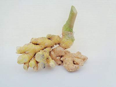 白色背景的苦姜 苦姜也称为 awapuhi lempuyang 和 在各种菜系食品中用作食品调味剂和开胃剂丛林根茎树叶热带花园草背景图片