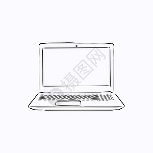 笔记本电脑素描矢量图反射技术屏幕商业艺术监视器电气数据键盘展示图片
