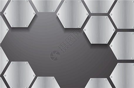 板金属六边形和空间黑色背景矢量图制作图案拉丝合金钻石蜂窝墙纸建造横幅盘子插图木板图片