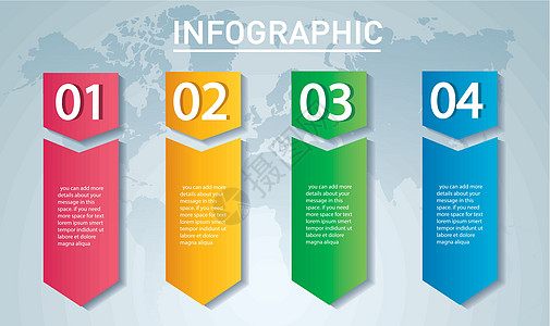 箭头信息图表概念 带有 4 个选项部分阶段按钮的矢量模板 可用于网络图表演示图表报告分步信息图表 抽象背景创造力小册子生长商业流图片