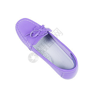 白色背面被孤立的单散紫色皮鞋图片
