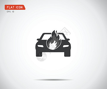 汽车被解雇 车辆保险图标 平面象形文字图标设计预防火焰安全被保险人网站标签插图碰撞休息烧伤图片