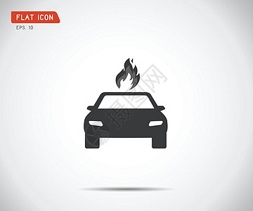 汽车被解雇 车辆保险图标 平面象形文字图标设计网站机构碰撞标签火焰商业政策损害公司安全图片