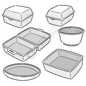 一套泡沫容器线条卡通片食物包装夹子素描产品塑料草图生物图片