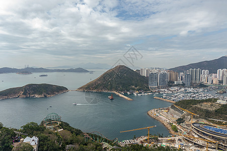 海中城市的风景海洋旅行海滩海岸全景热带天空海岸线旅游蓝色图片