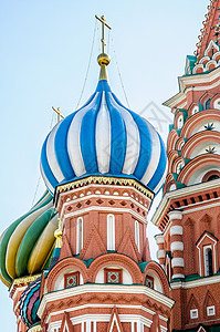莫斯科圣巴西尔的详情历史大教堂蓝色天空红色城市建筑学建筑尖顶圆顶图片