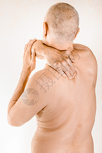 人患有脑脊椎骨或皮肌肉疼痛痛苦保健男性背痛成人脊柱治疗椎骨身体压力图片