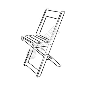 在白色背景隔绝的折叠椅 草图样式中的矢量插图技术艺术涂鸦绘画素描家具木头凳子折叠房子图片