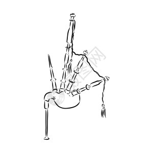 风笛乐器素描矢量图 仿刮板款式 黑白手绘图像草图音乐家手工短裙旋律国家音乐插图民间管道图片