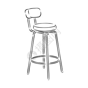 凳子手绘轮廓涂鸦图标 它制作图案高脚椅矢量素描食堂座位风格咖啡店金属酒吧椅子房子绘画插图图片