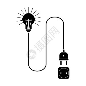 电线连接到电源的灯泡草图缠绕手绘插头电压插座概念插图金属工业图片