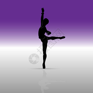 一个芭蕾舞演员的剪影在姿势或 positio图片