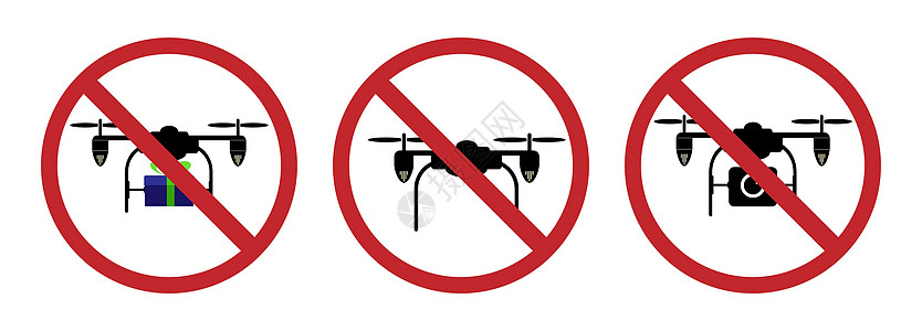 标志禁止使用四轴飞行器 简单的形象插图手绘航班禁令草图图片