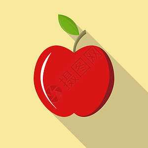 成熟的红苹果扁平化设计长鲥鱼图片