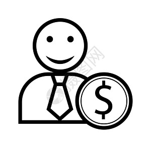 一个面带微笑的男人的剪影和一枚带有美元符号的硬币图片