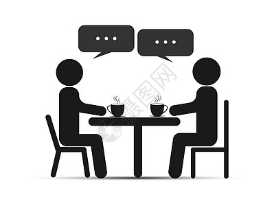 咖啡的人两个人坐在一张桌子旁喝茶或咖啡插画