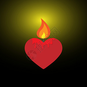 以燃烧的蜡烛的形式的心脏背景图片