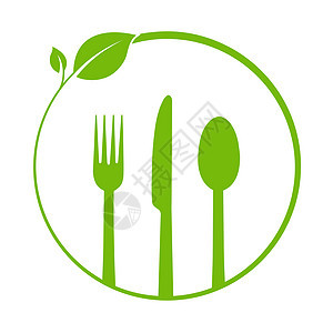 带叶子和设计的圆圈植物植被饭厅插图午餐早餐盘子菜单手绘绿色背景图片
