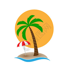 岛上带伞的棕榈树顶着太阳 dis图片