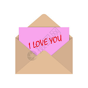 有一封信和题词的信封我爱你绘画打印邮政邮件情怀空白情感浪漫图片
