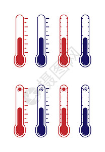 一组矢量图标 有冷热温度的温度计图片