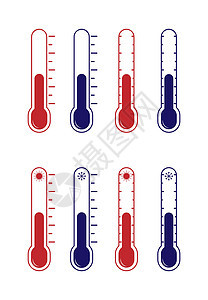 一组矢量图标 有冷热温度的温度计图片