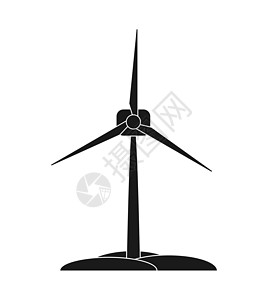 风力涡轮机图标 可再生能源平面设计图片
