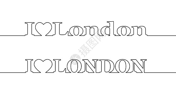 我爱伦敦 大小写字母的轮廓高清图片