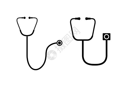 两个医用听诊器 简单的平面设计背景图片