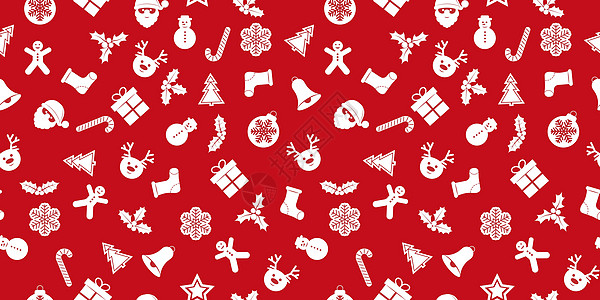 喜庆的新年无缝背景与圣诞装饰品概念包装草图色调织物墙纸装潢插图标签艺术图片