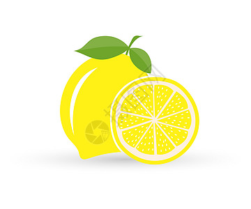 柠檬的彩色绘图 一整个柠檬和半个柠檬图片