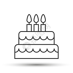 线性生日蛋糕图标 用于我们的标志设计和装饰图片