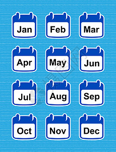带有月份名称的日历图标集 简单的设计图片