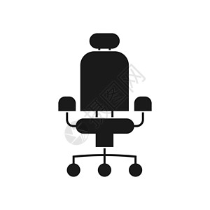 带头枕填充轮廓平面设计的办公椅图标图片